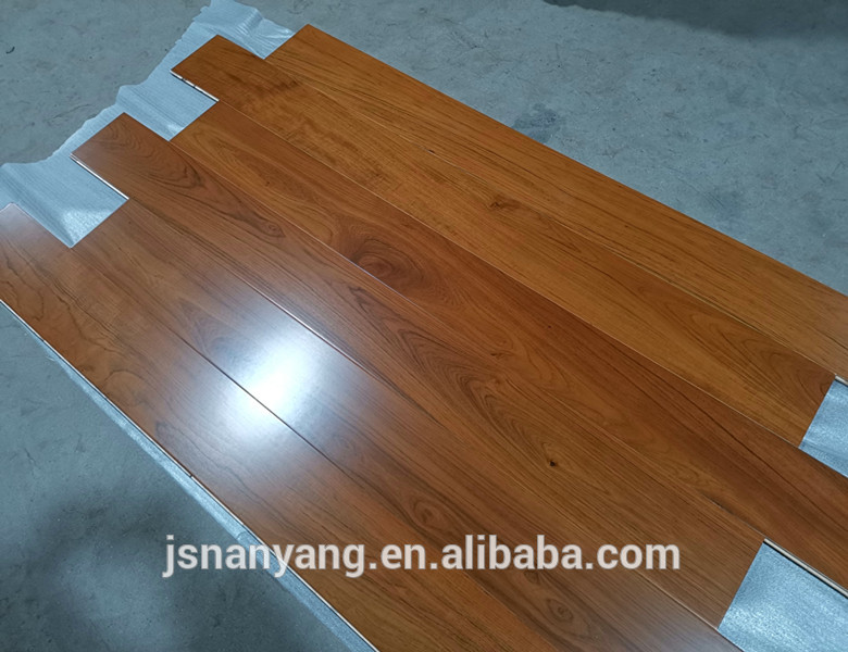 Teak color stained engineered wood flooring