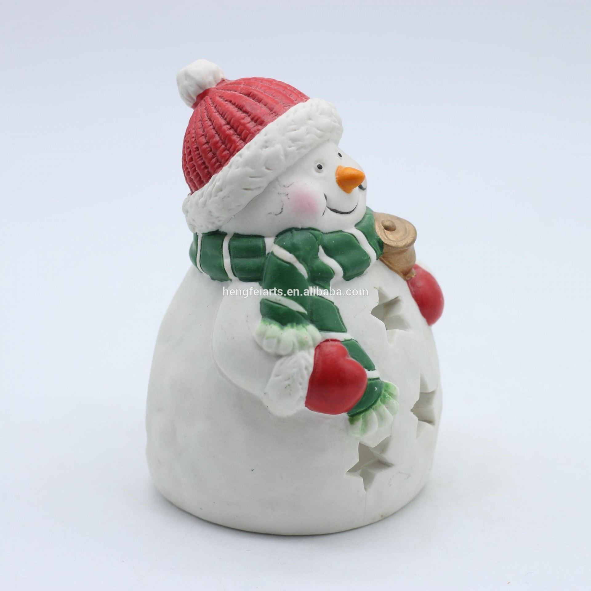 Ceramic snowman ornaments crafts tealight christmas candle holder