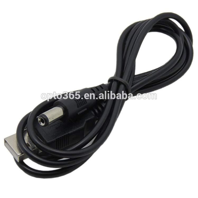 USB Type A to DC Power Cord 2.1x5.5mm Barrel Jack Plug Charging Cable Black