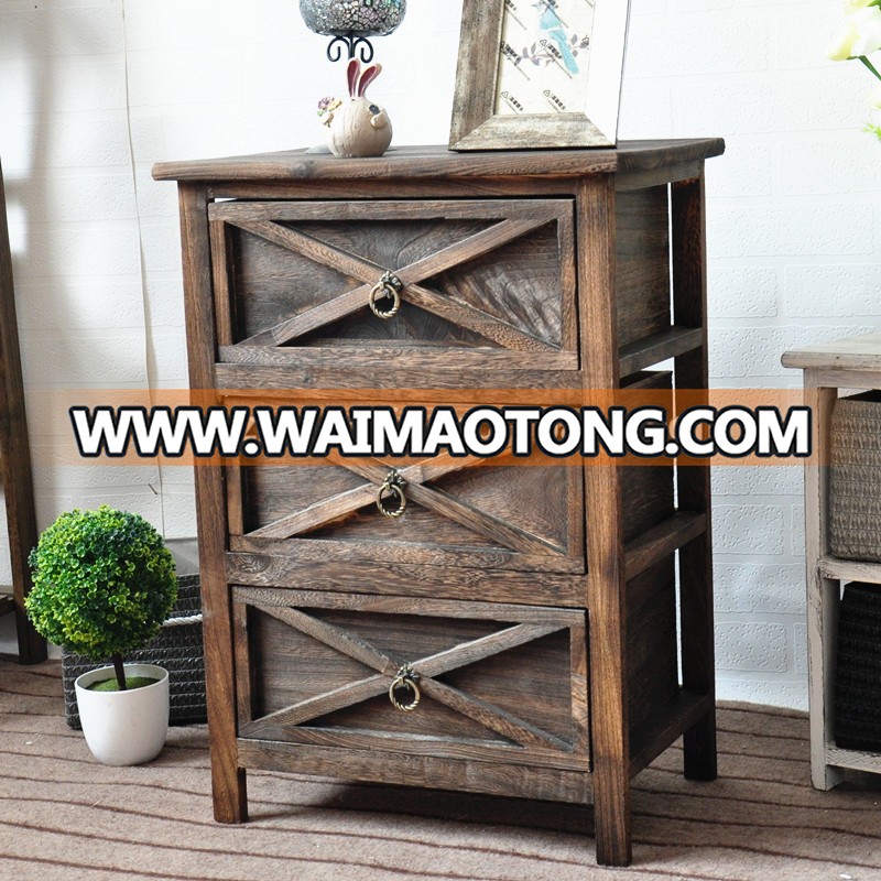 Antique White Wood Living Room Storage Cabinet Furniture with Drawers