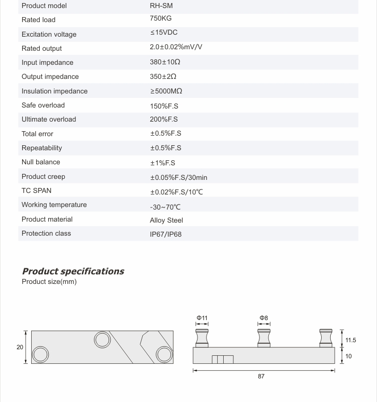 RH-SM Elevator Machine Overload Measurement System Load Cell