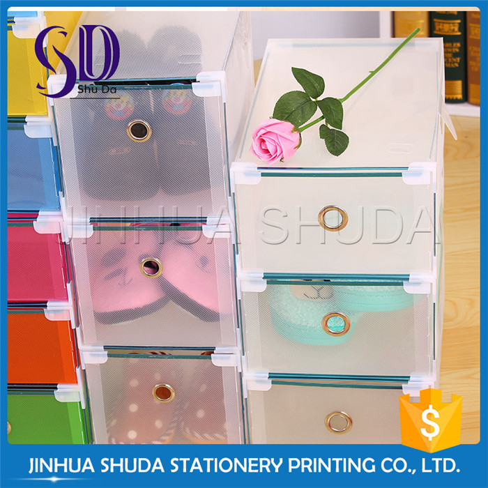 Factory Price Cheap plastic Clear PP Plastic Shoe Box drop front shoe box