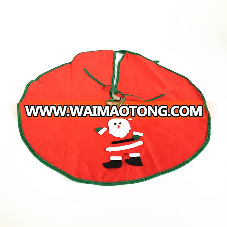 Wholesale customize 60 cm red christmas tree skirt with green line santa for chritsmas decoration