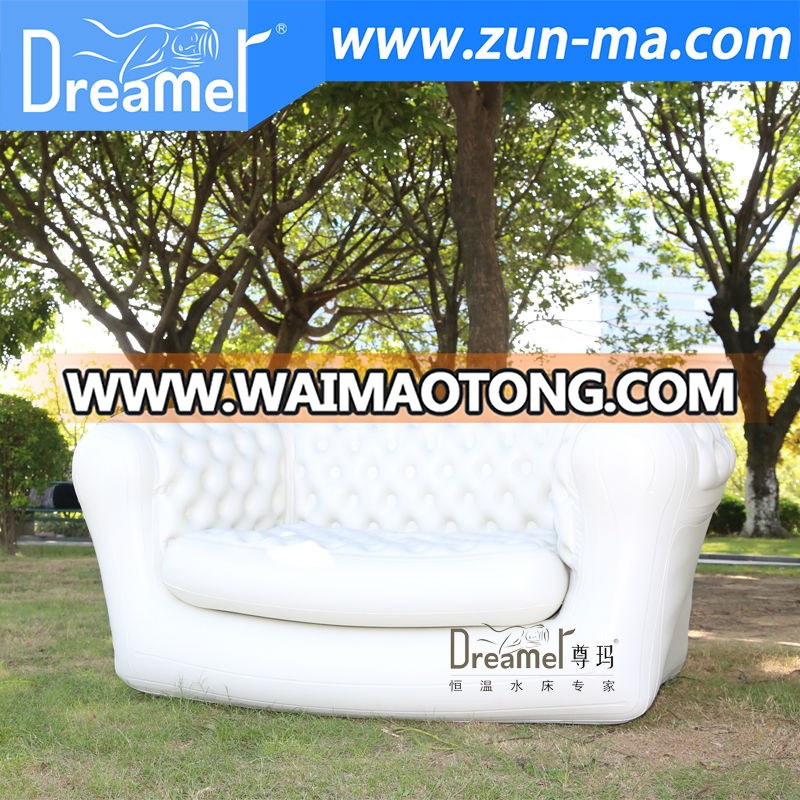 White velvet air outdoor inflatable sofa, China rubber blow up sofa