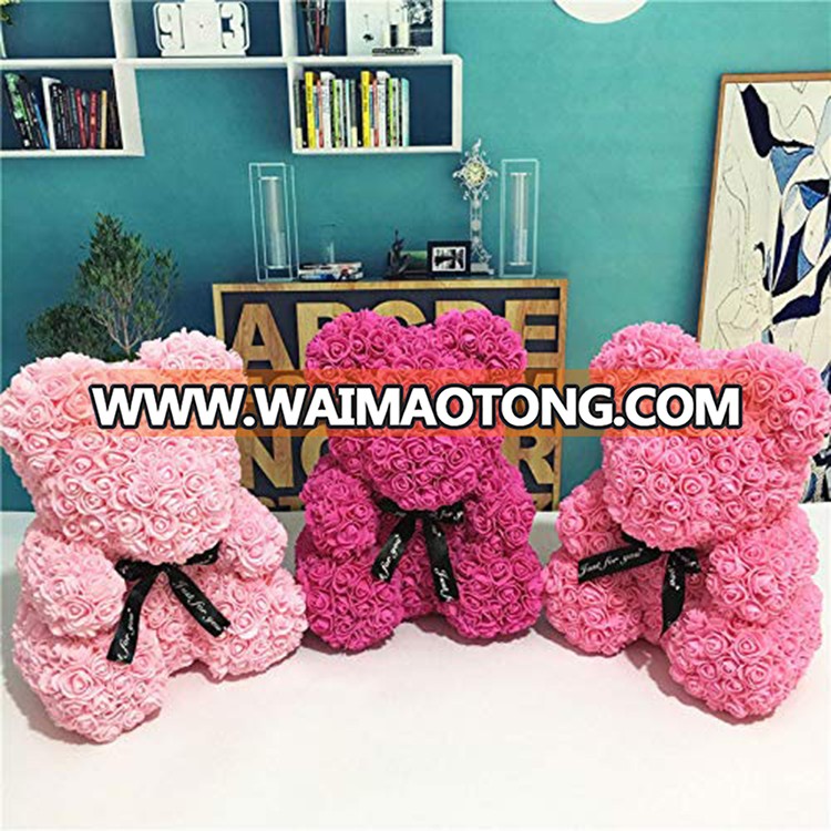 Souvenir Gift Ideas Rose Bear Artificial Foam Flower Rose With Rose Flower Teddy Bear