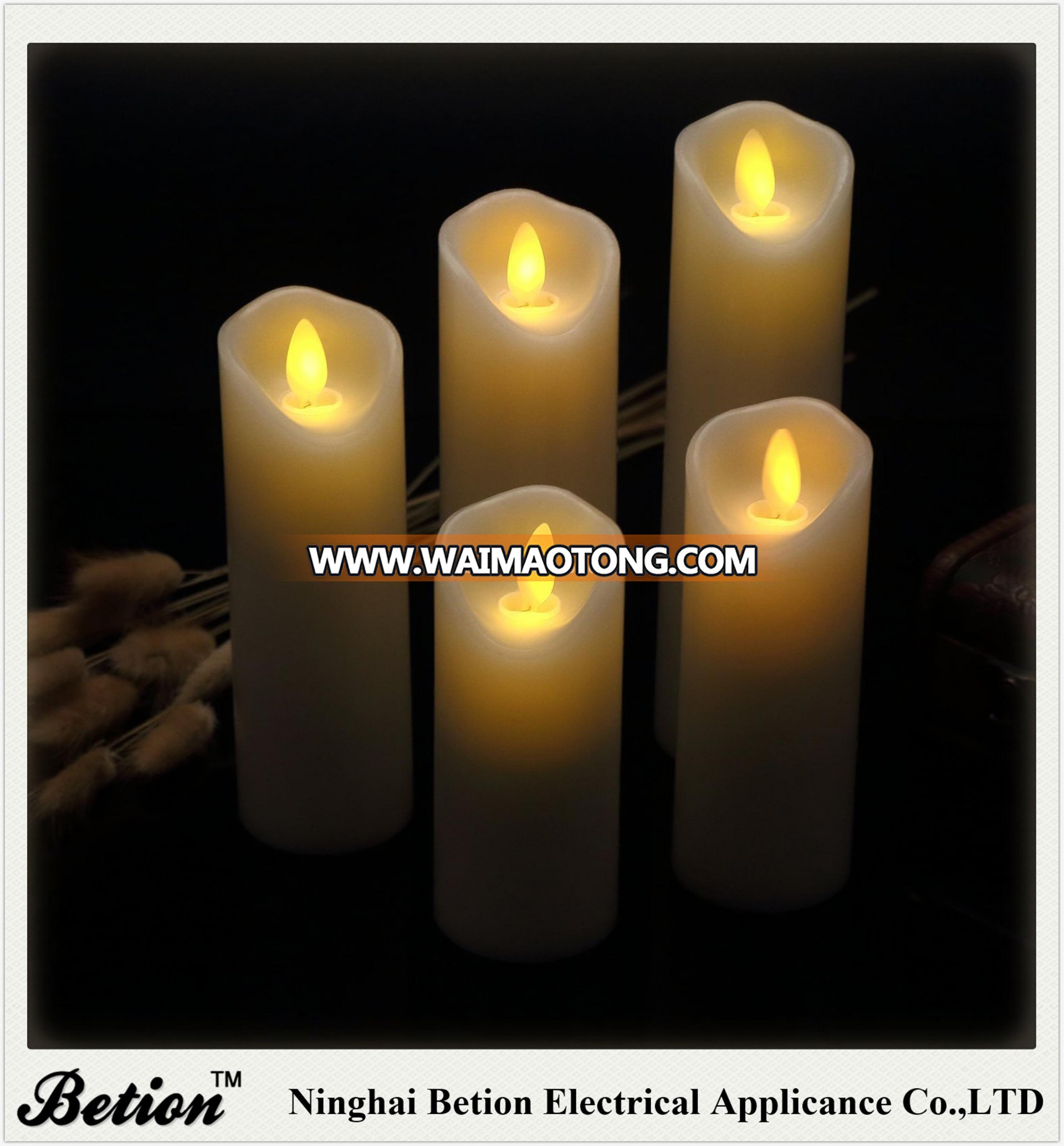 led candles set of 5 dancing flame wax candles with remote control paraffin flickering moving wick candles led candles factory