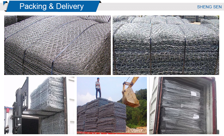 Flexible structure galvanized/PVC coated hexagonal wire mesh gabion box