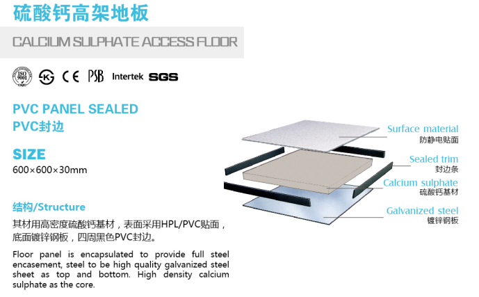 Hot sale Pvc Sealed Calcium Sulphate Raised Access Floor