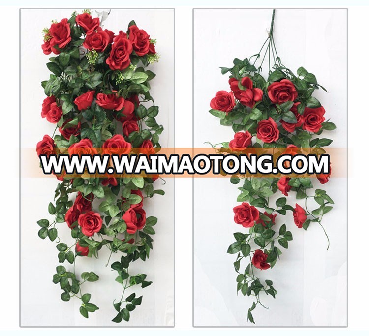 Artificial wall hanging flower hanging basket flower decorative roses flowers vine