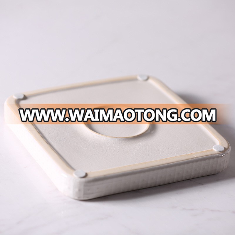 Chinese factory supply cheap waffle ceramic trays for hotel