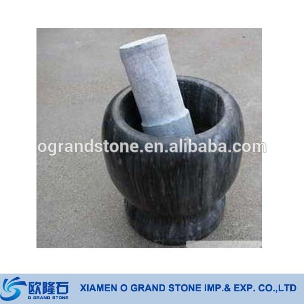 Natural Granite Mortar with Pestle Large Engraved Mortar and Pestle