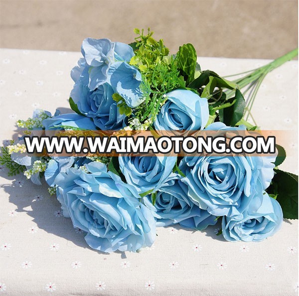 2018 Wholesale high quality silk artificial rose bouquet for wedding