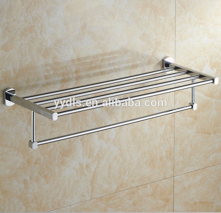 B01-7 100% Brass Towel Rack Chrome Plated Bathroom Towel Shelf