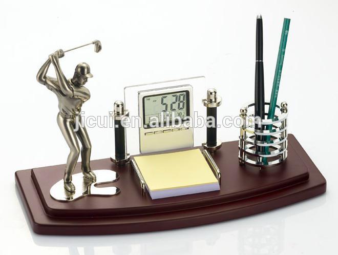 golf wood desktop for office gift clock