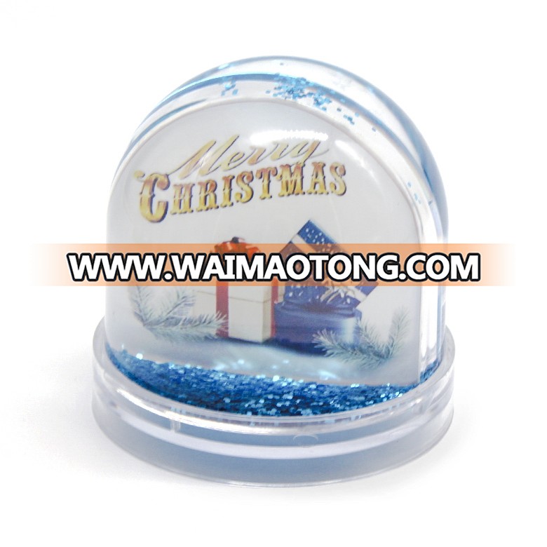 Custom Christmas Souvenir Snow Globe Picture Frame DIY Photo Insert Plastic Water Globe