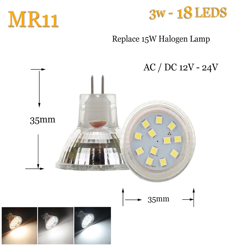 High CRI LED MR11 Spots Bulbs Spotlight 2835 5733 SMD 10W 20W Halogen Lamp Replacement 12-24V Glass Type