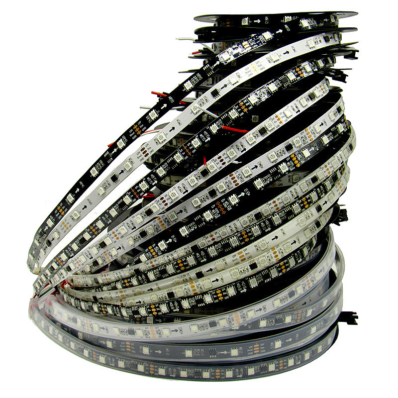 DC12V WS2811 led strip 5m 30/48/60 leds/m,White/Black PCB, 2811 led Addressable Digital strip light