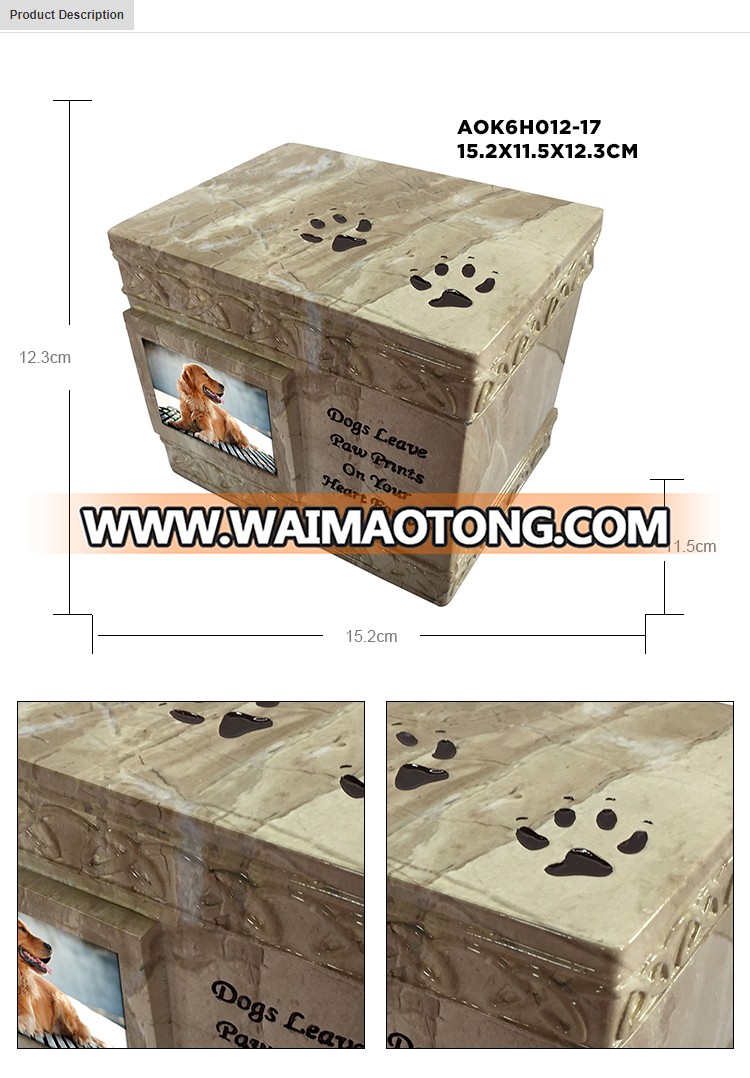 Custom Square Shape Resin Pet Urns with Photo Frame