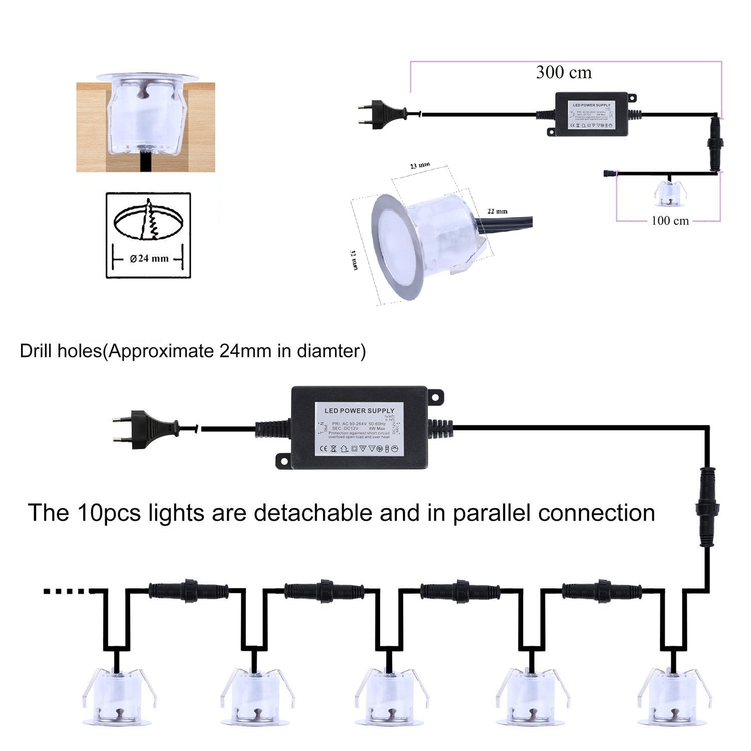 10 kits stainless steel 12v 0.6W 1w Outdoor Garden and Path Lights Recessed LED underground lights led deck light 0.6W