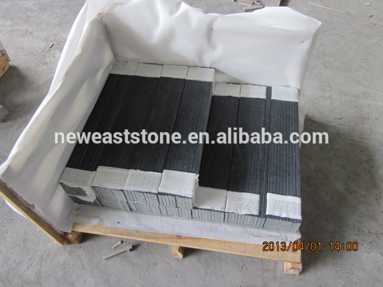 Chinese suppliers stepping stone marble and granite Black old granite steps in factory