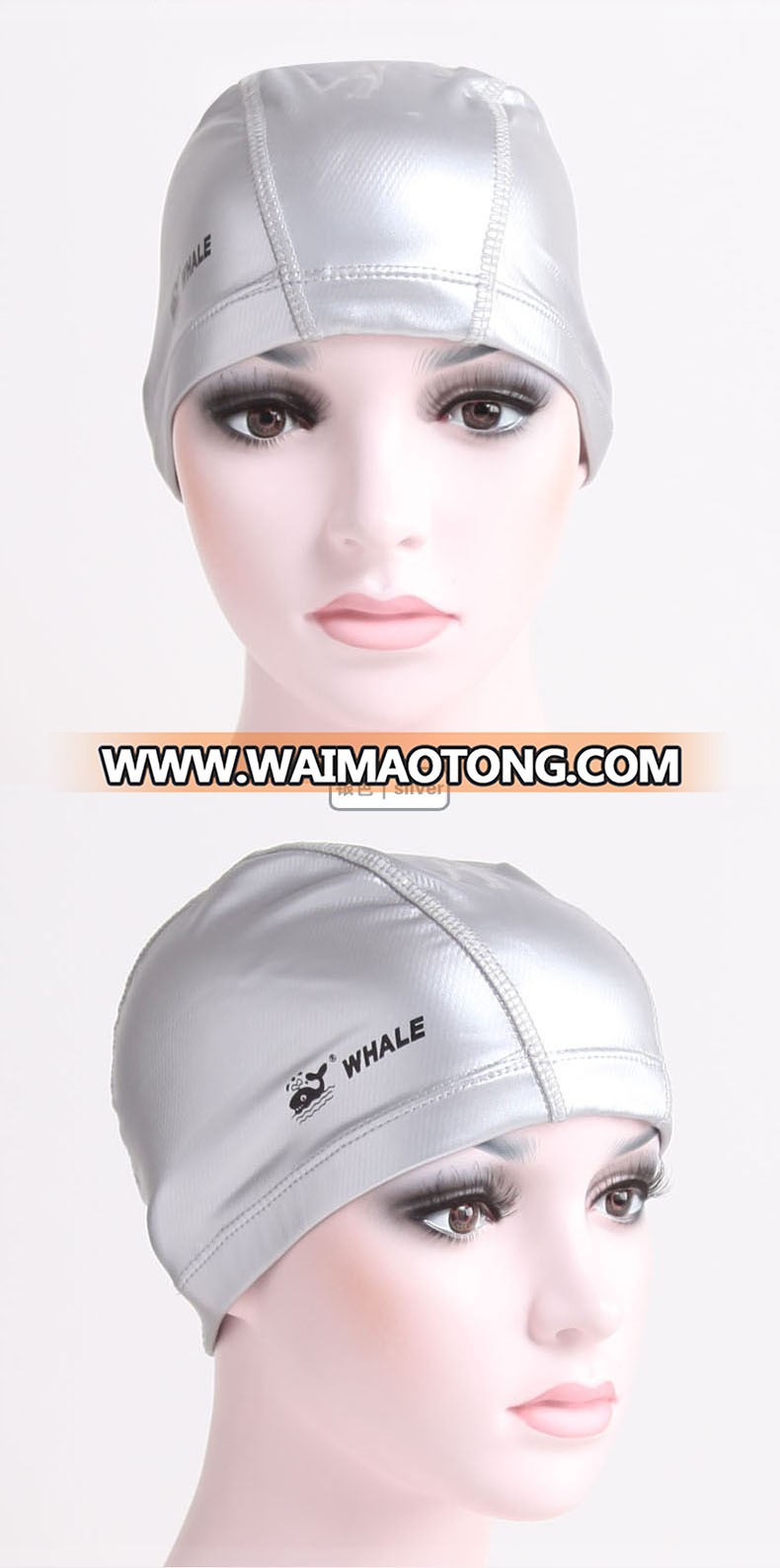 100% waterproof PU Coating ear Protection Swimming Cap