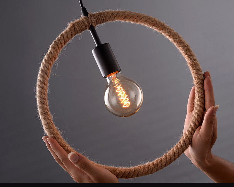 American Style Retro Hemp Rope Pendant Light E27 E26 Vintage Edison Lamp NS-125020