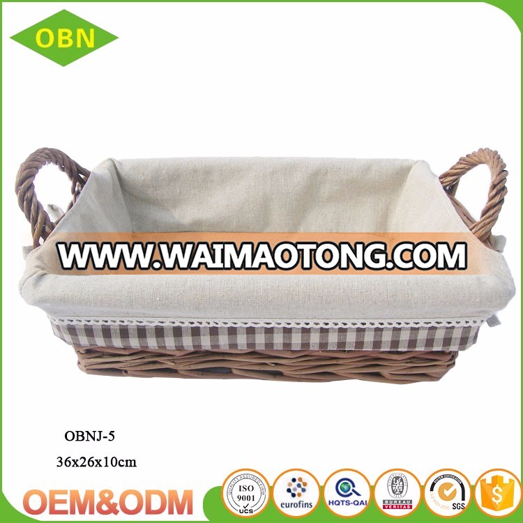 Custom China best sales handmade fabric lining cheap wicker bread baskets for supermarket display