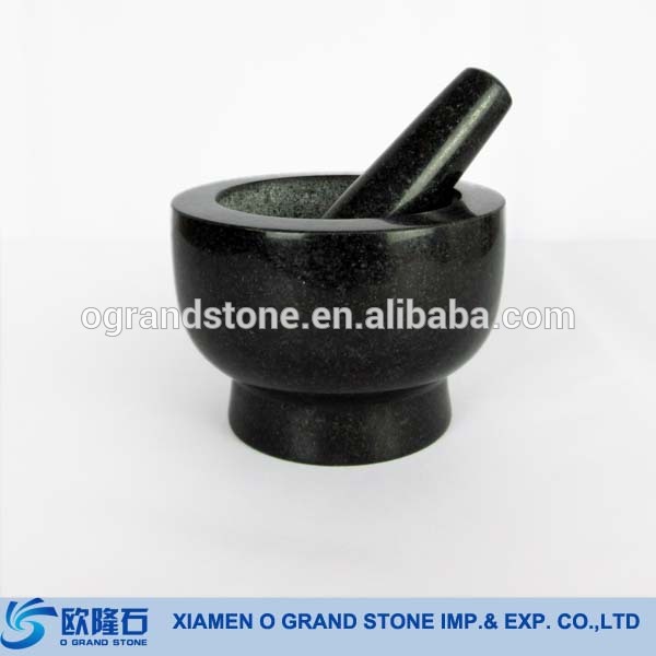 Natural Granite Mortar with Pestle Large Engraved Mortar and Pestle