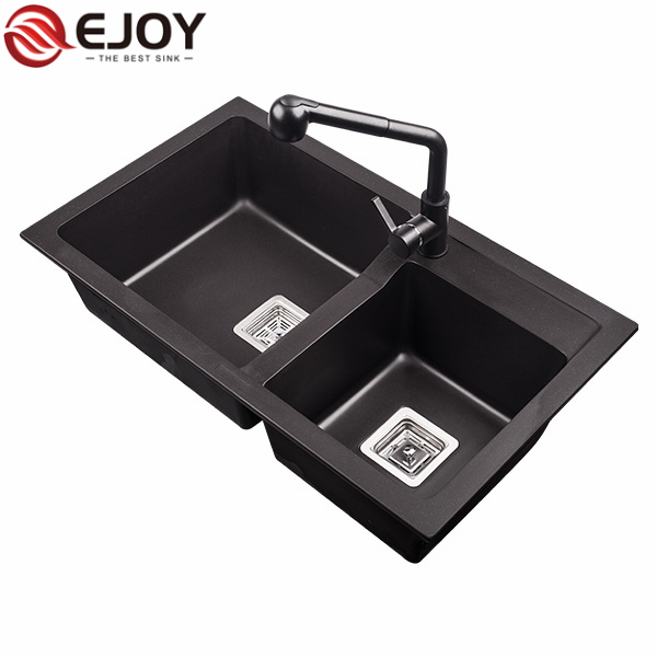 EJOY High Quality black sink kitchen Customized handmade kitchen sink double bowl YJ850S