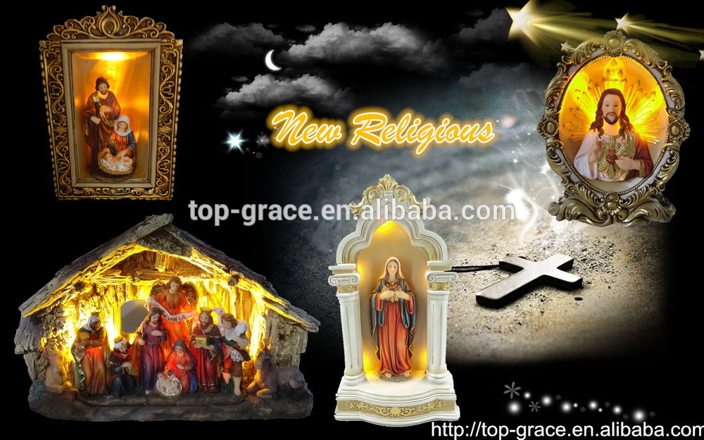 Resin candle shape 2D Jesus cross LED T-LITE holder