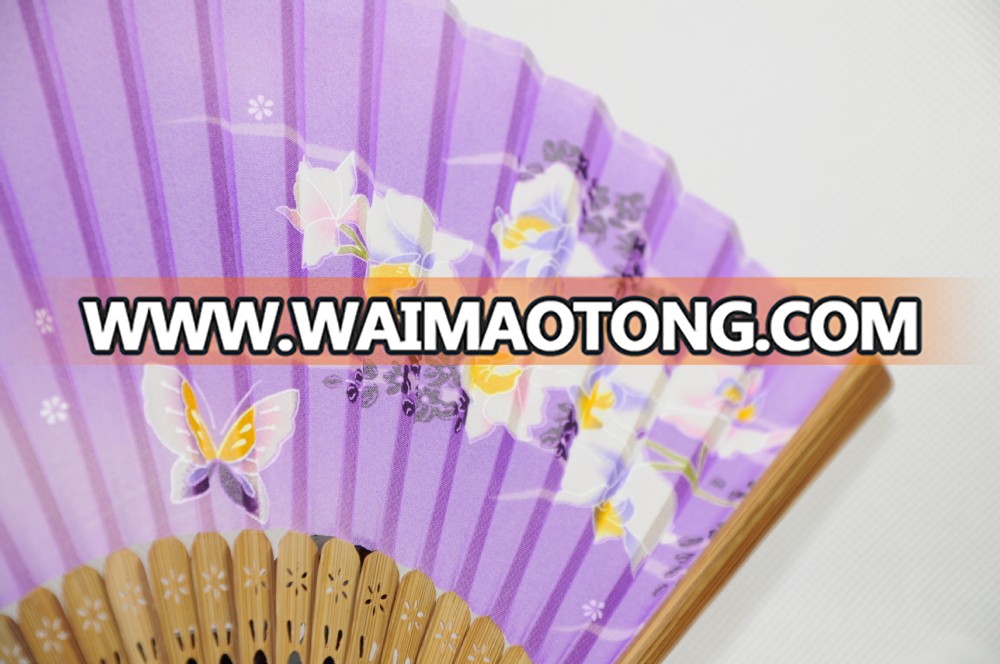 purple bamboo foldable hand fans,bamboo printed hand fan,bamboo handicraft products