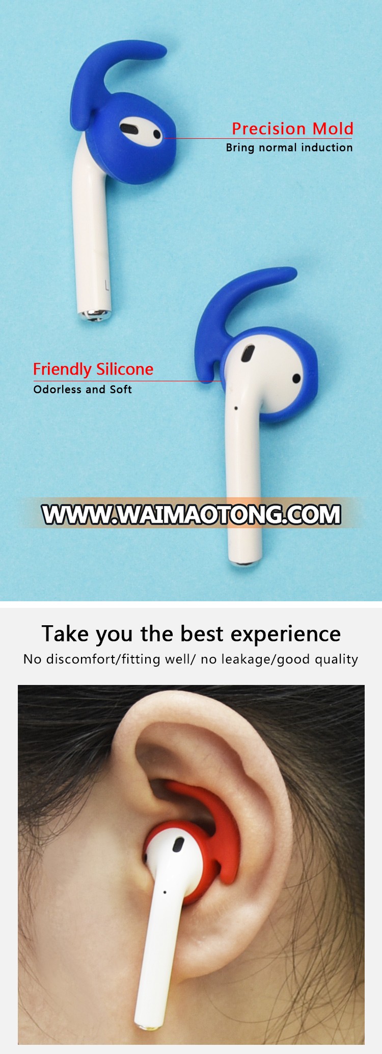 Replacement Soft Silicone Antislip Ear Cover Hook Earbuds Tips Earphone Silicone Case for AirPod Apple EarPod