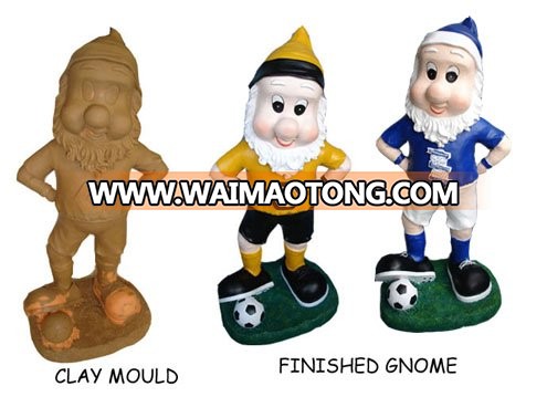 Resin football gnome figurines.