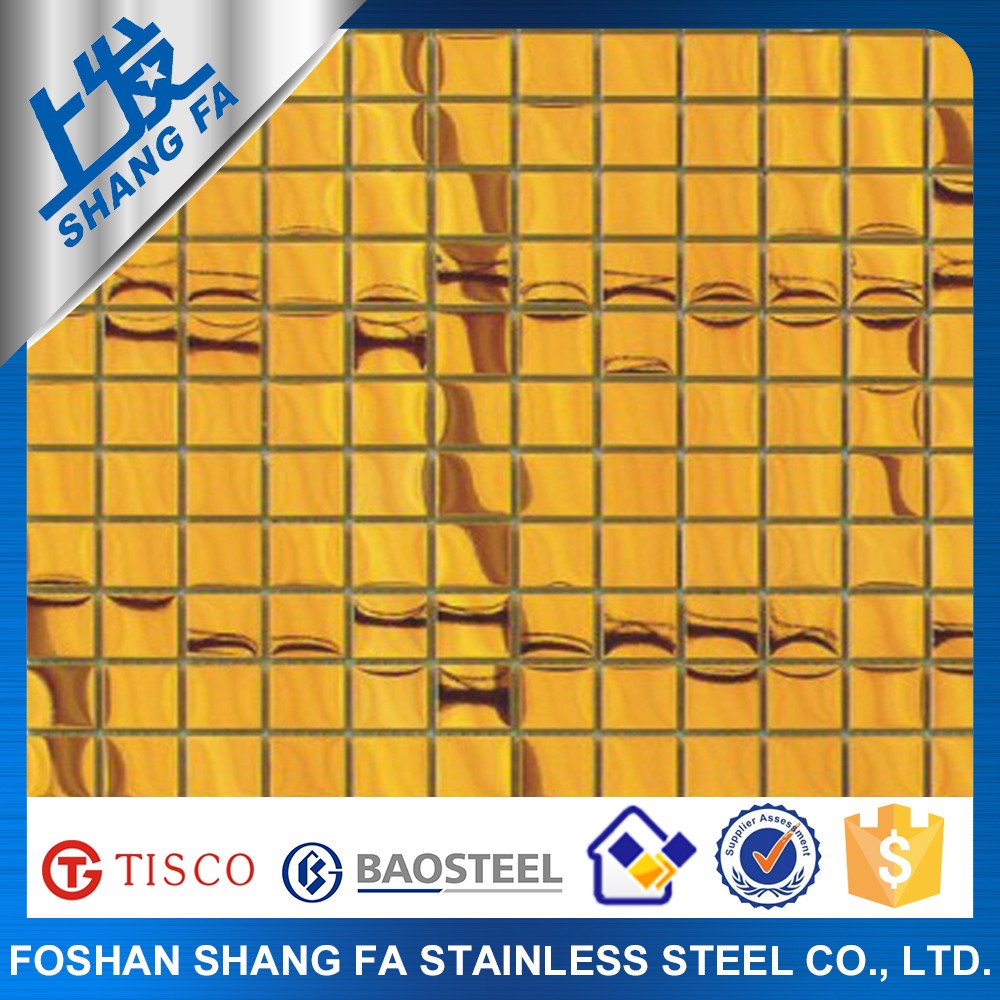 Custom Made SUS304/316 Golden Stainless Steel Sheet Mosaic