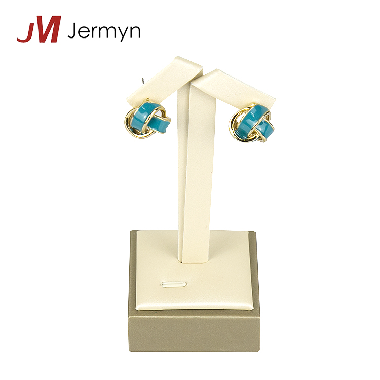 Custom Logo White MDF Leather Jewelry Display Stand Earring Holder