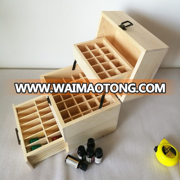 Wooden Essential Oil Box Multi-Tray Organizer Sturdy Box Holds and Protects 59 Essential Oil Bottles