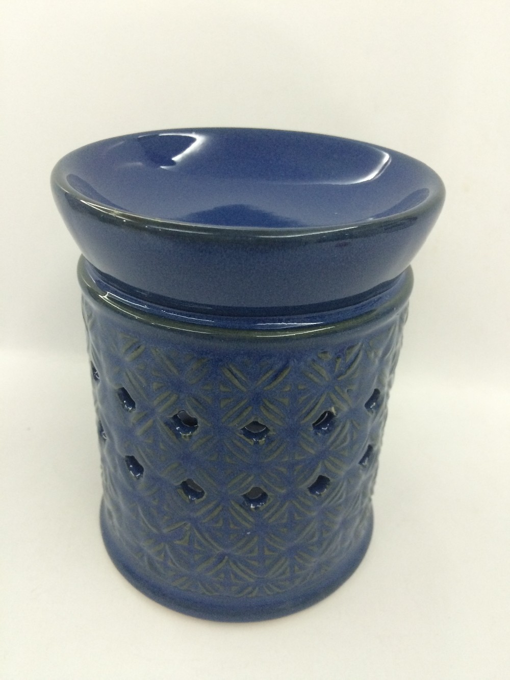 Custom Ceramic Fragrance Big Round Blue Ceramic Oil Burner