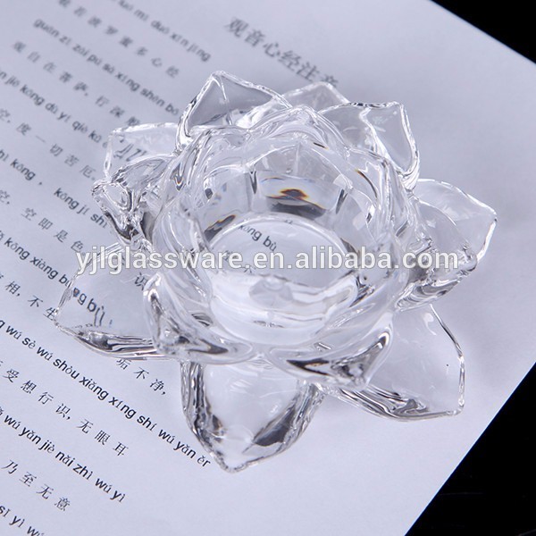 wholesale factory price fancy design clear lotus glassware candle holders