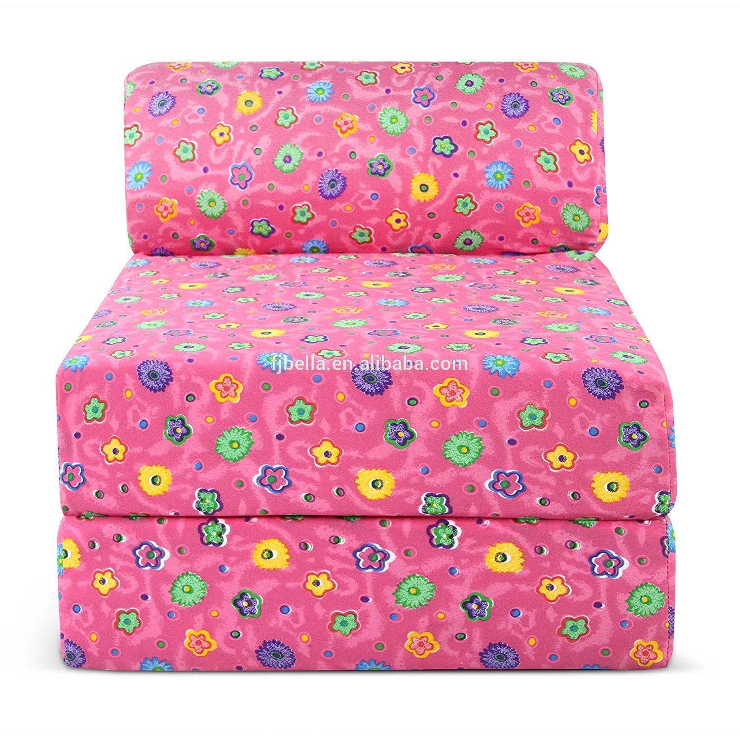 4 Inch Folding Mattress and Sofa with Removable Indoor / Outdoor Studio Chair Sleepe Fabric Cover Pink Flower