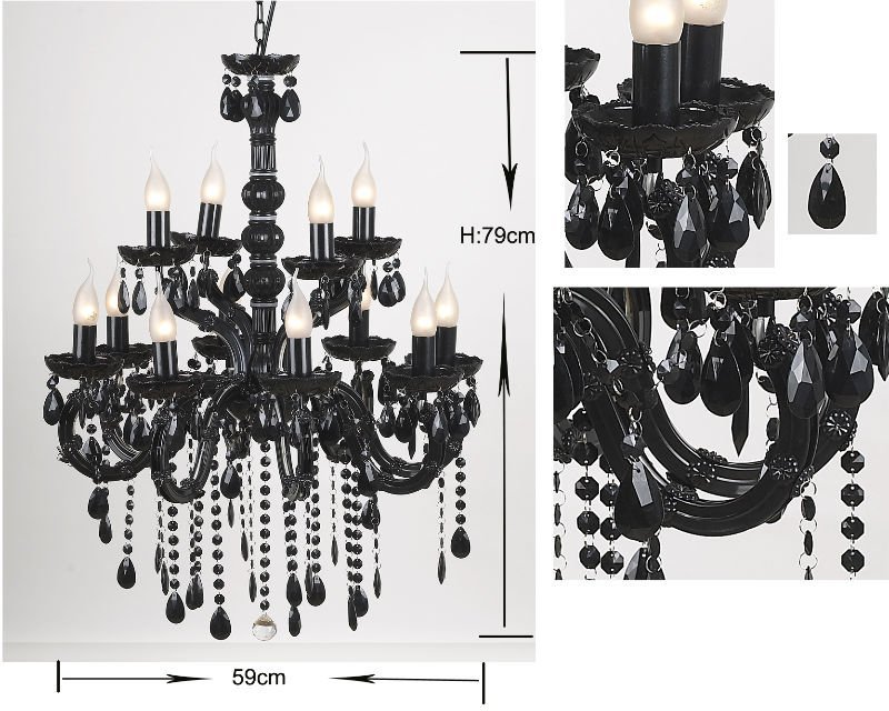 2 Layers Antique Black Acrylic Crystal Beads Decoration Chandelier NS-120026D