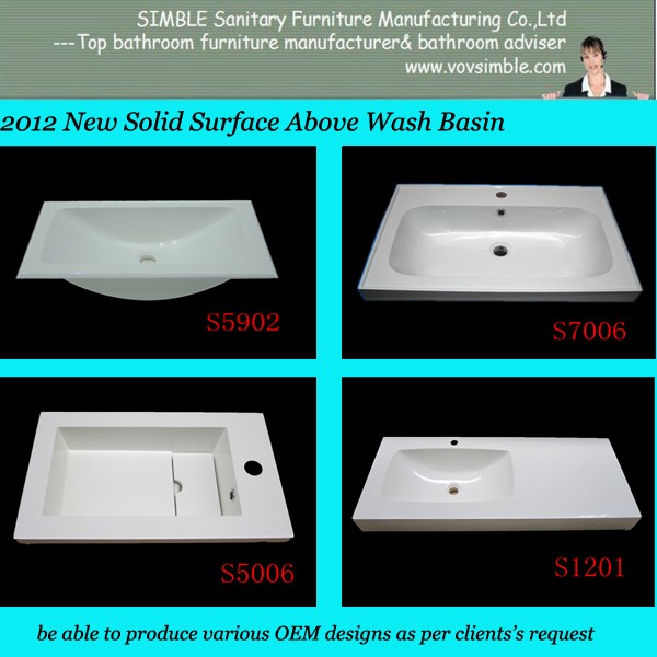 Popular Design Under Counter Wash Basin, corian acrylic solid surface wash basin