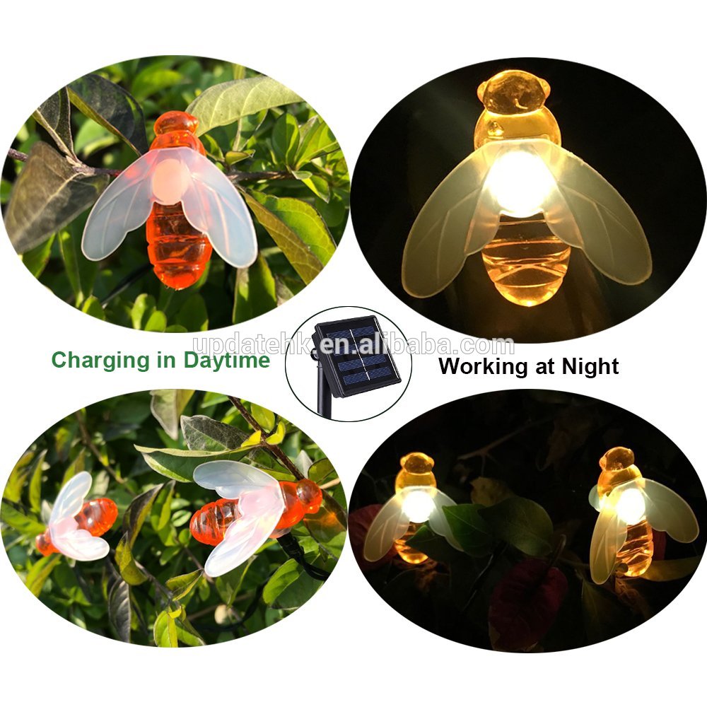 Outdoor Waterproof Simulation Honey Bees Decor Lighting 20LED Solar Fairy Lights