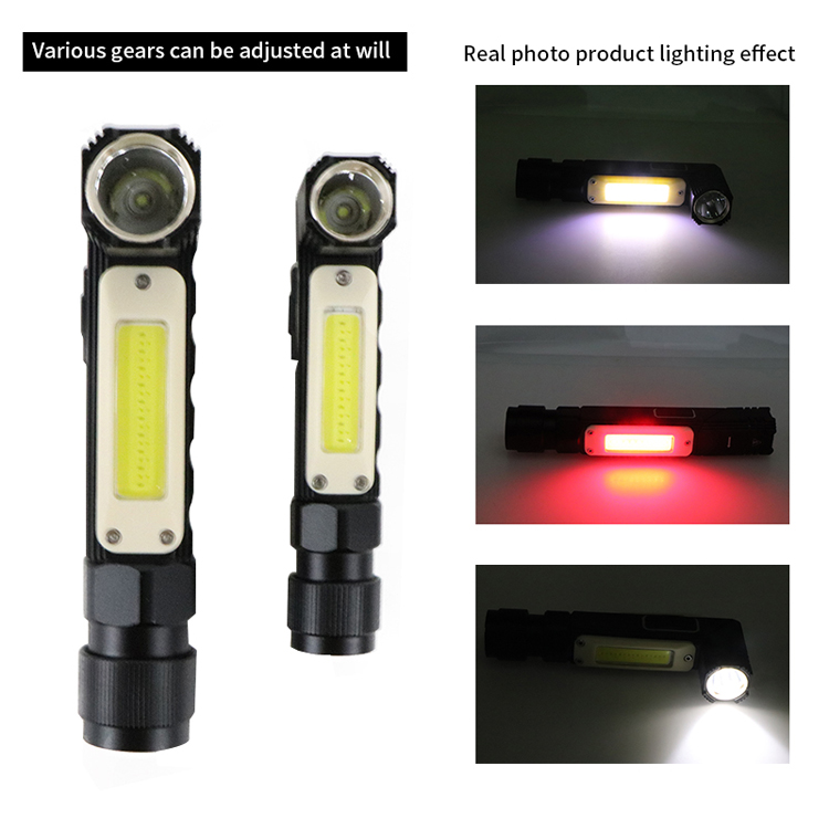 Aluminum Alloy Rotate 360 Degrees Multi-function Super Bright Magnetic Rechargeable Portable LED Torch Flashlight Custom Logo