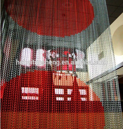 Red color metal mesh hotel room divider chain curtain