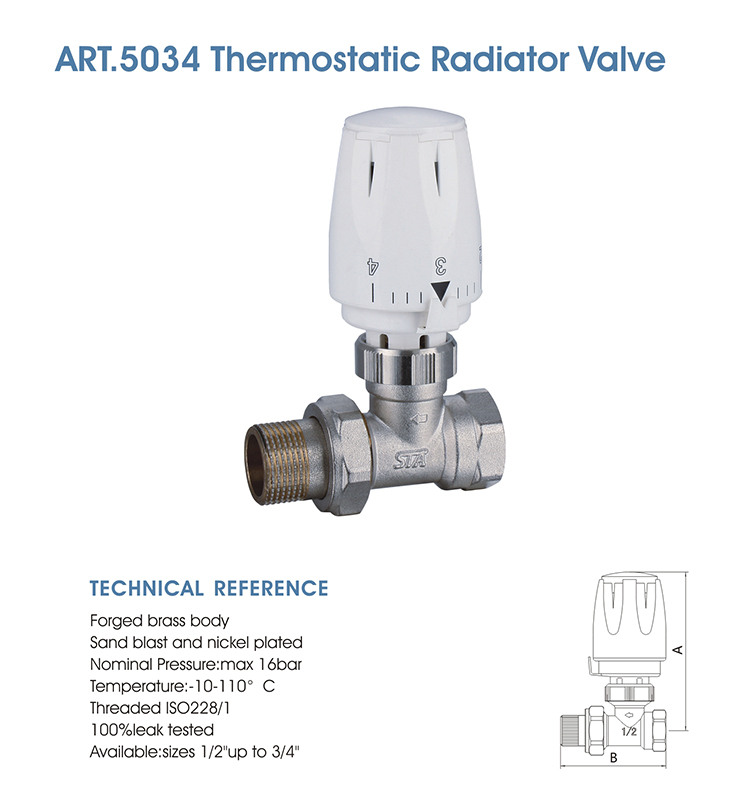 ART.5034A STA Factory Price Heating Brass thermostatic radiator valve