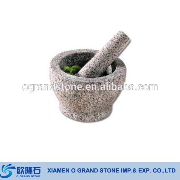 Natural Granite Mortar with Pestle Large Engraved Mortar and Pestle