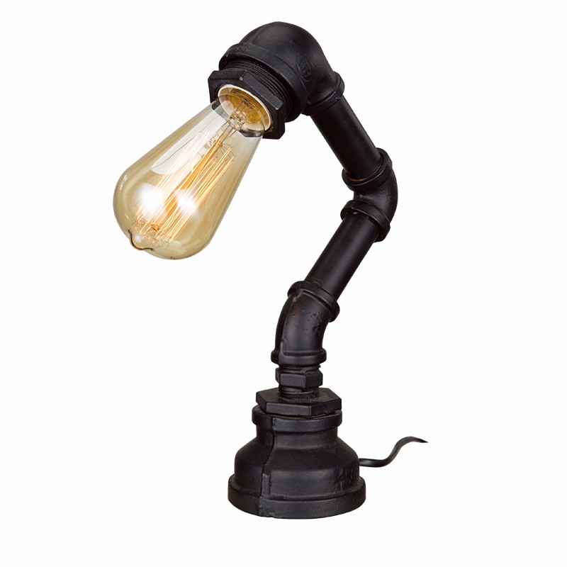 Industrial LOFT Retro rotary Desk Iron Pipe Edison Brass and Black Table Lamp NS-121179