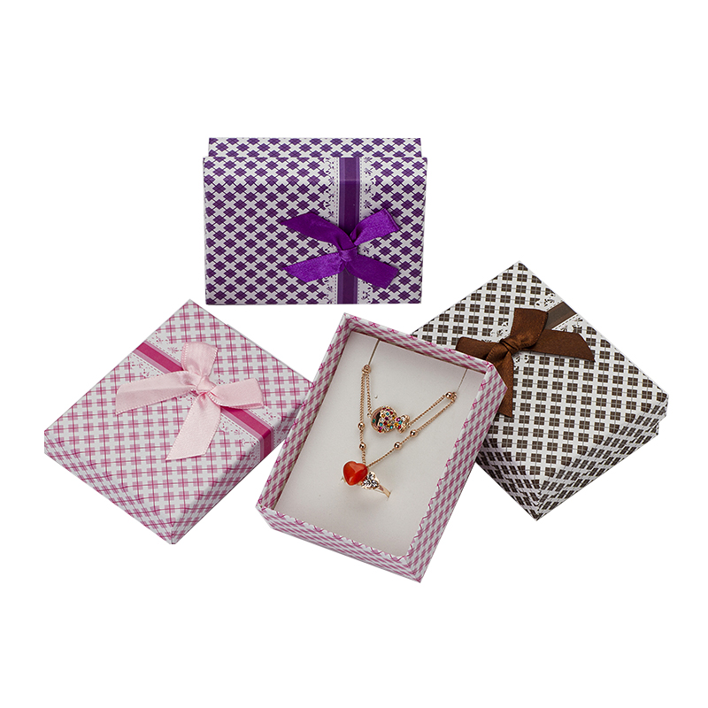 Promotion Multi Colors Jewelry Box Bow Brooches Gift Boxes for Necklace Earring Ring Jewellery Sets Cases Packaging Display