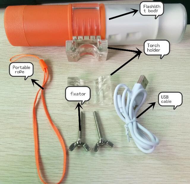 Orange body USB charge Led Torch Light