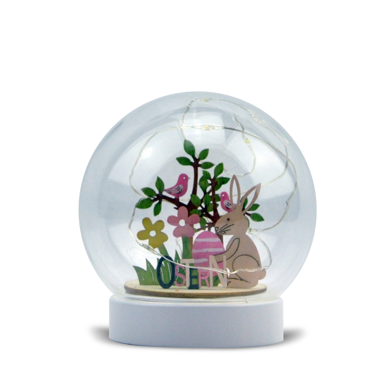 4" DIY glass globe with wooden rabbit figure and tree inside for children hand painting